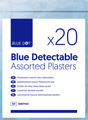 Assorted blue detectable plasters